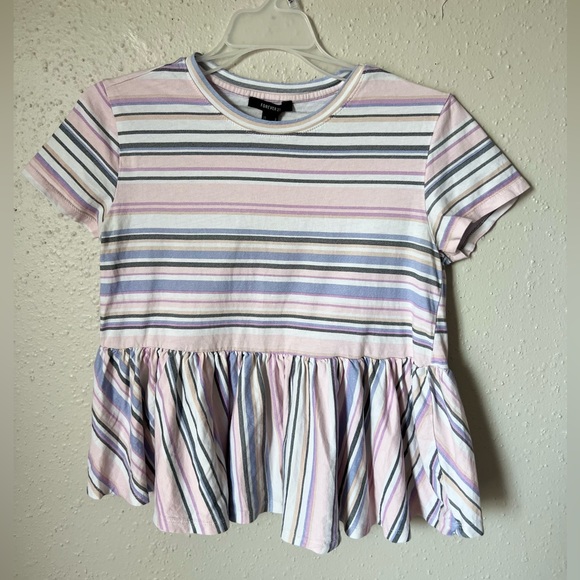 Forever 21 Striped Shirred Flounce Tee size S - Picture 3 of 5